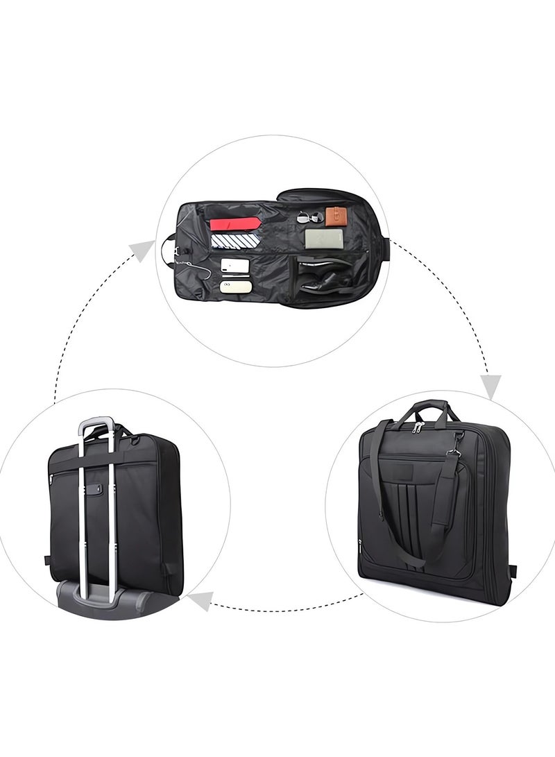 Large Carry-On Business Travel Garment Duffel Bag, Shoulder Strap, Shoe and Laptop Compartment, Structured Support, Premium Suit Garment Bag, Black - Image 5